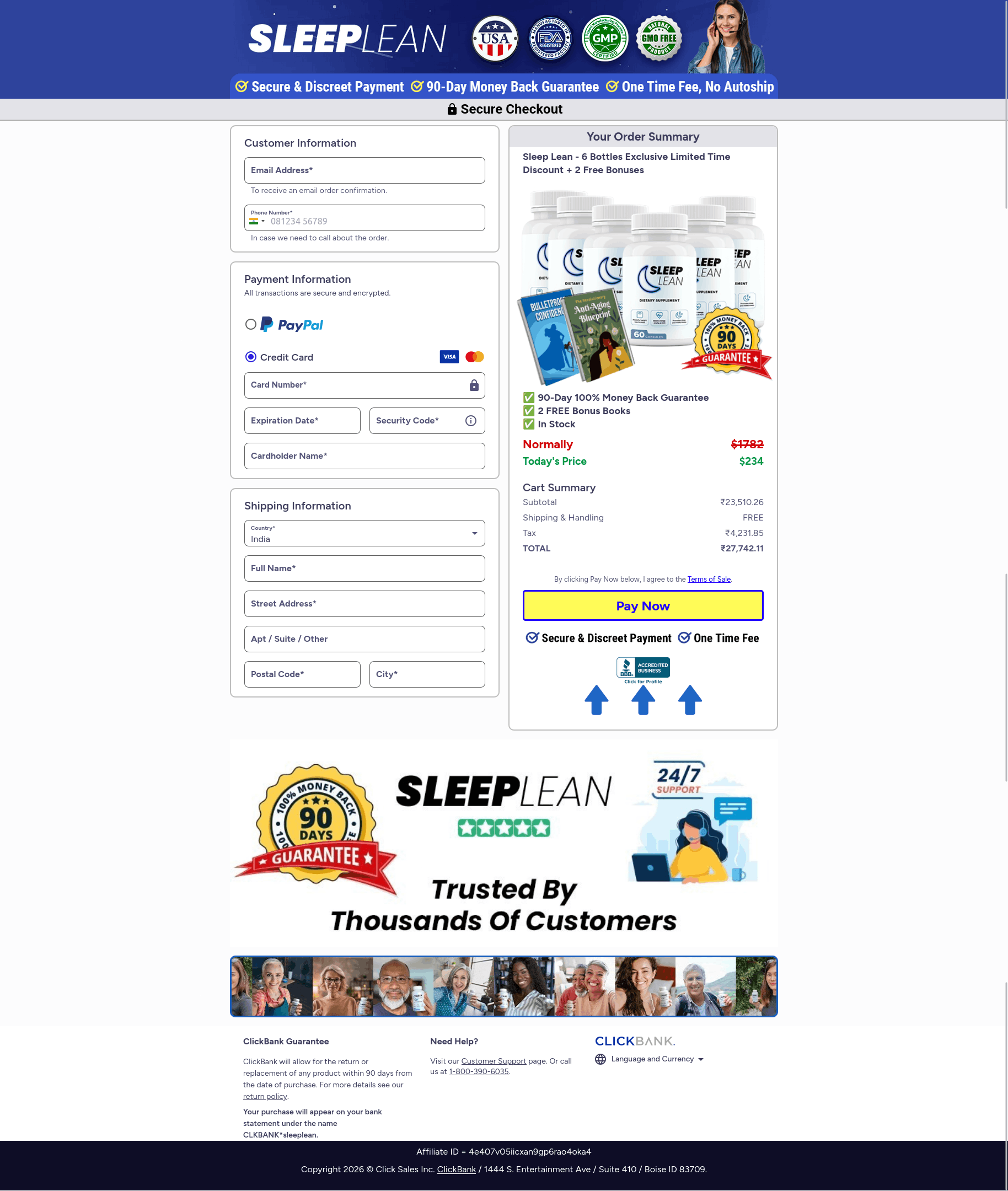 Sleep Lean Security Playment Orger Page